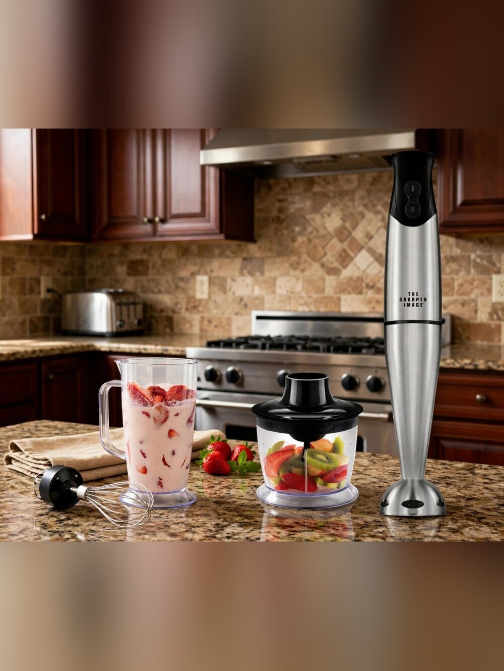 The Sharper Image 8-Piece Stainless Steel Immersion Hand Blender Set 200W NIB